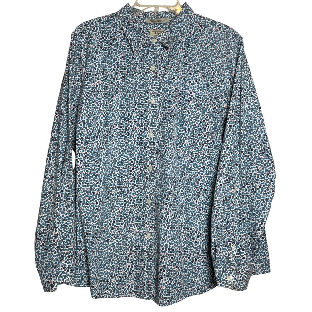 L.L.Bean Womens 2X Wrinkle Resistant Button Down Shirt Long Sleeve Floral Print